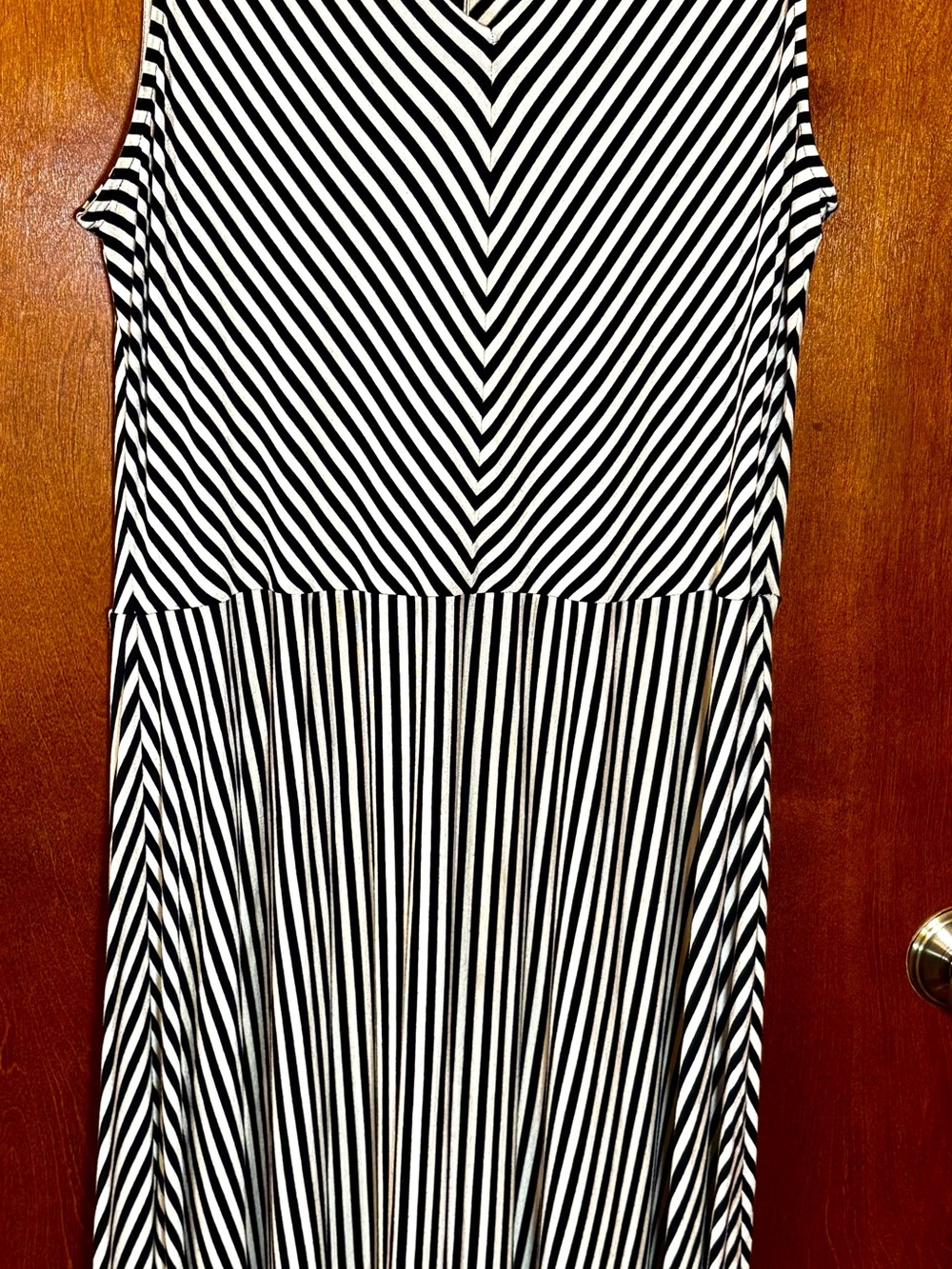 Cynthia Rowley Black & Tan Striped Midi Skater Dress